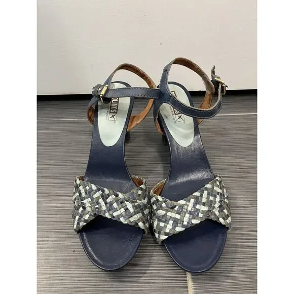 Pikolinos Blue Woven Leather Heeled Sandals Size EU 40 - Picture 2 of 8